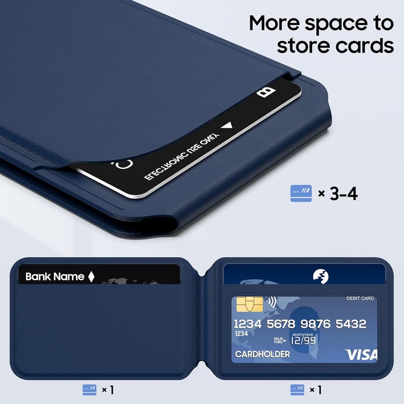 Frapkom for Mag-Safe Wallet, Leather Phone Magnetic Wallet Stand Adjustable for iPhone 17/16/15/14/13/12 Series, ID Window, RFID Blocking (Blue) - Image 4